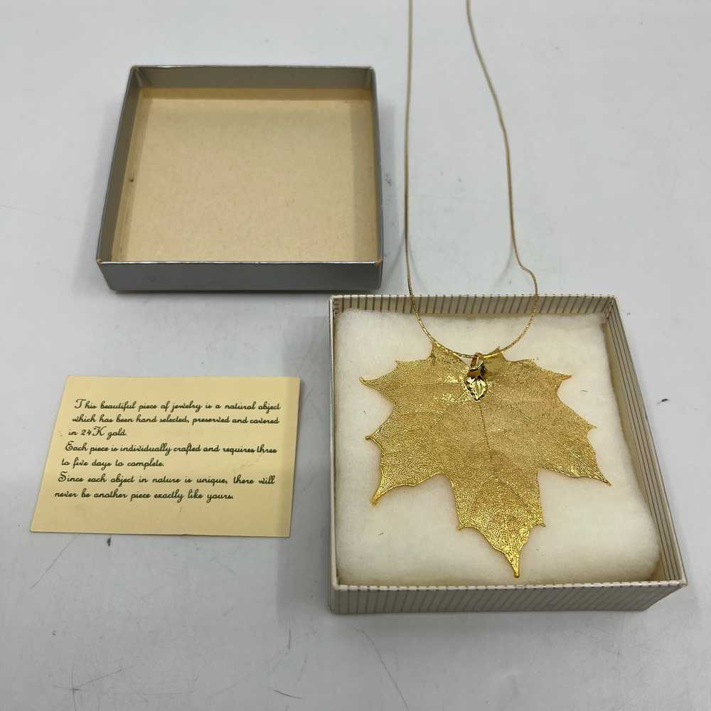 Vintage 24K Gold Plated Maple/Sycamore Leaf Neckl… - image 6