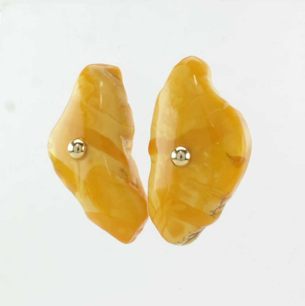 Yellow Butterscotch Amber Floating Stone Earrings… - image 1