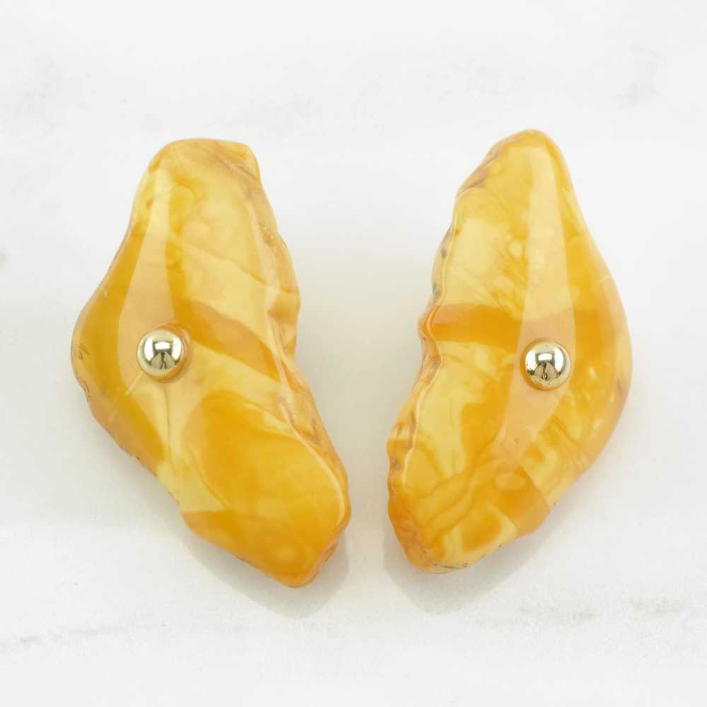 Yellow Butterscotch Amber Floating Stone Earrings… - image 3