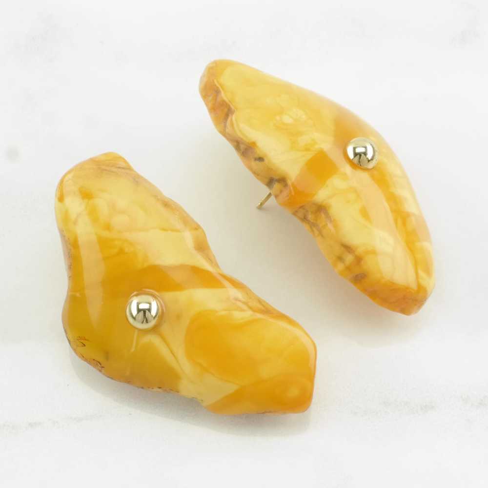 Yellow Butterscotch Amber Floating Stone Earrings… - image 4