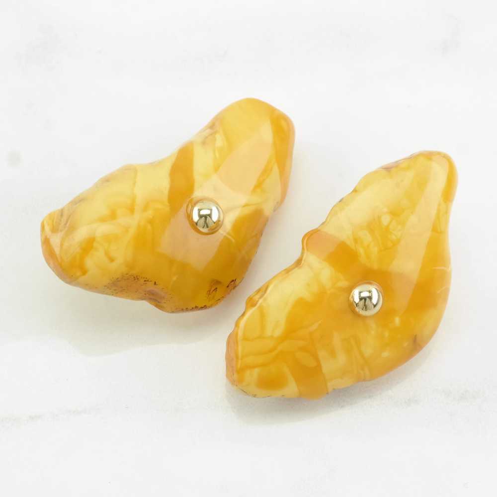 Yellow Butterscotch Amber Floating Stone Earrings… - image 5