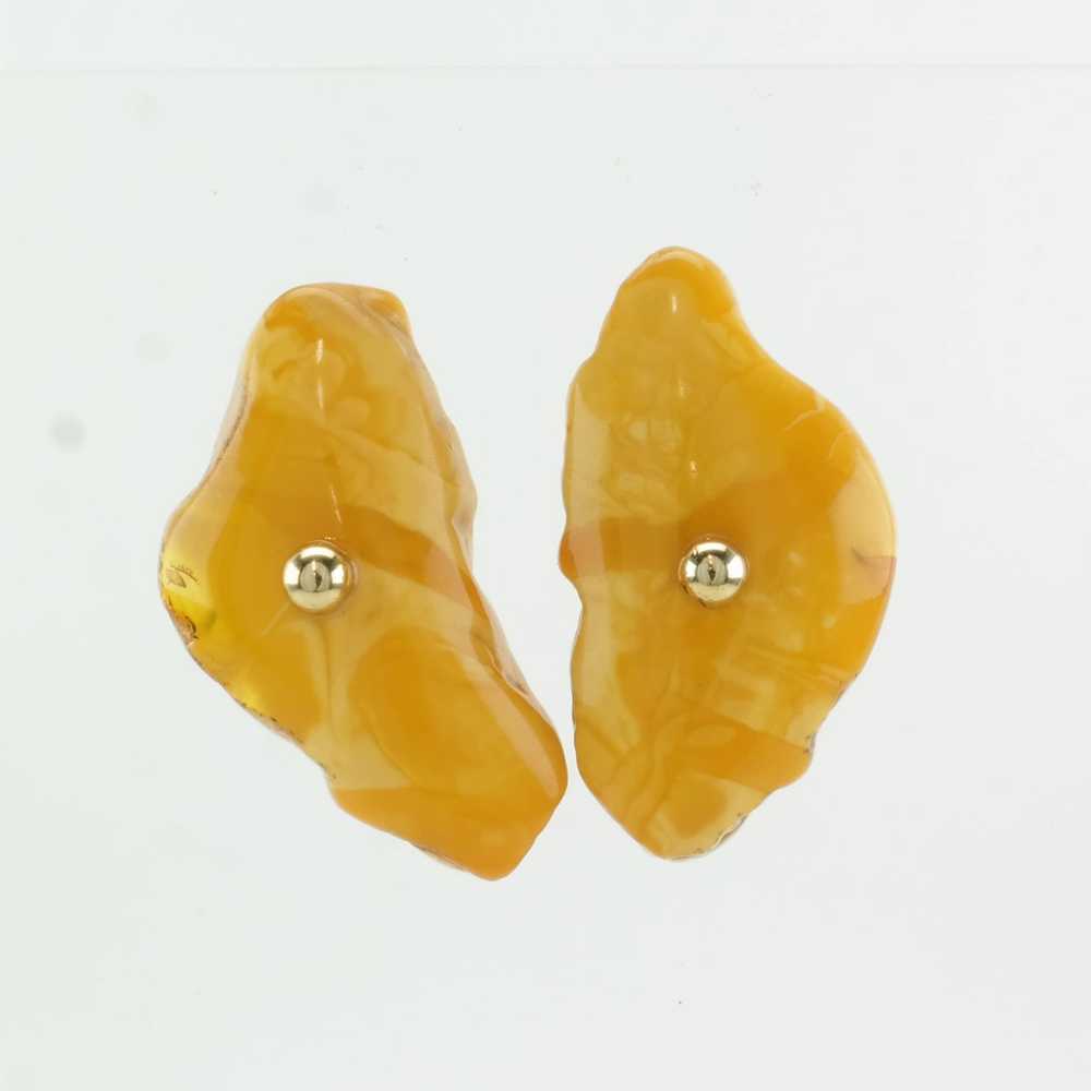 Yellow Butterscotch Amber Floating Stone Earrings… - image 6