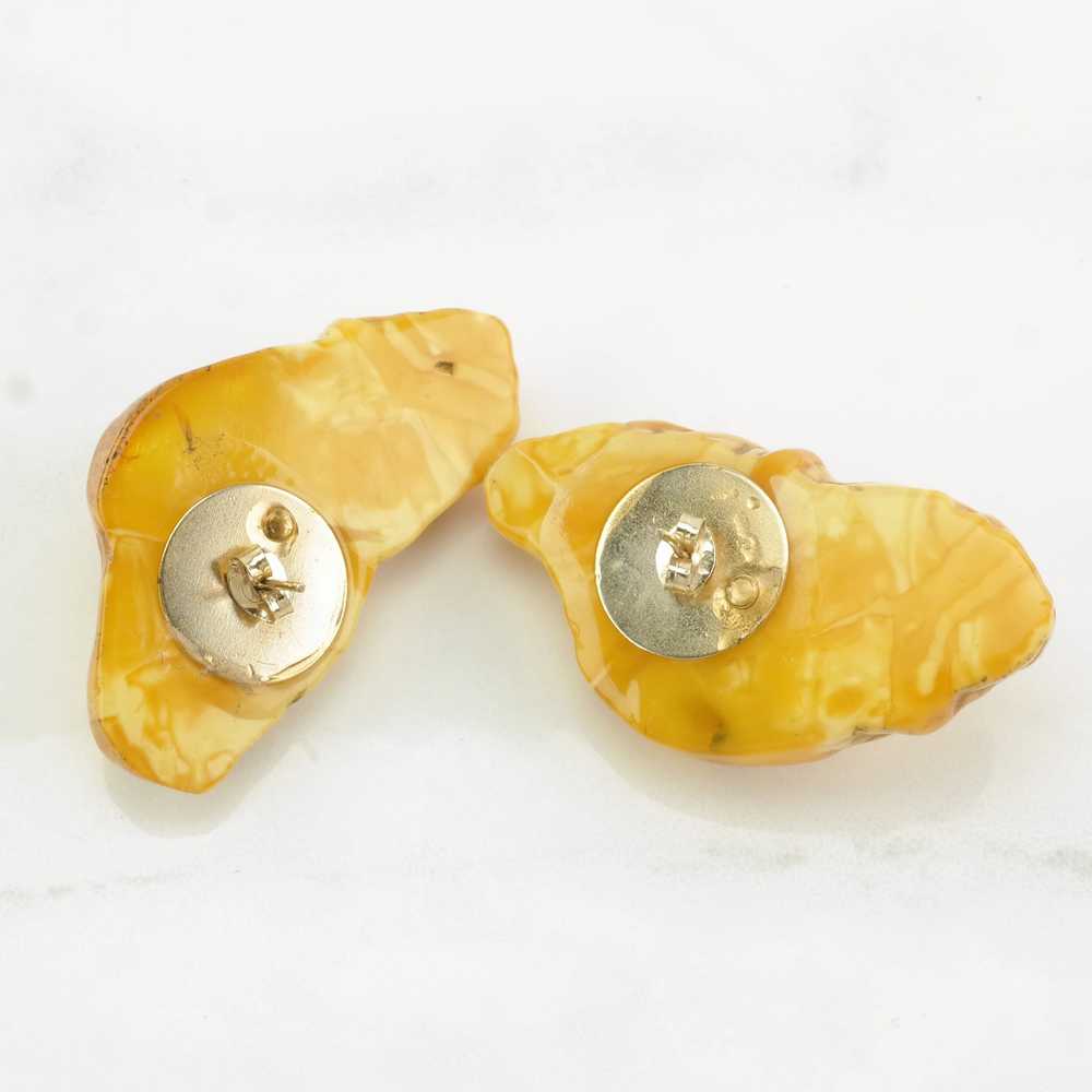 Yellow Butterscotch Amber Floating Stone Earrings… - image 7
