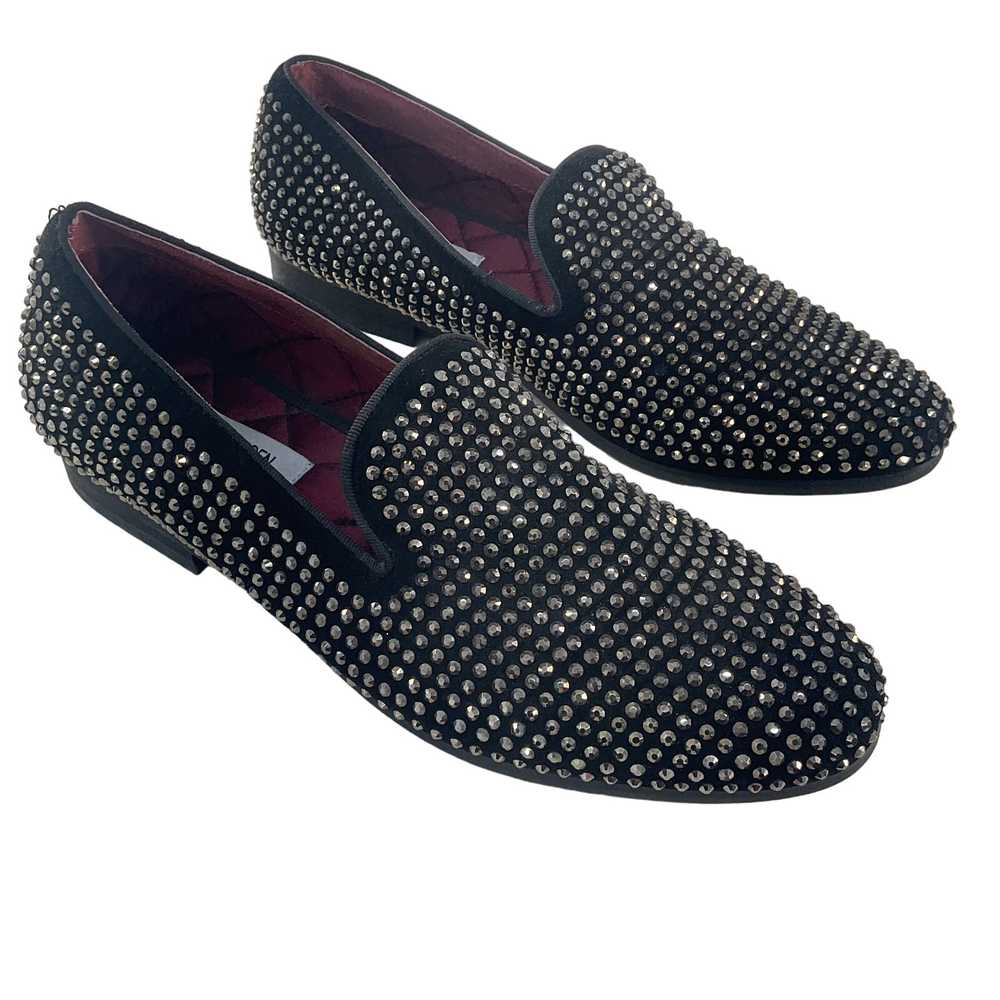 Steve Madden Black Silver Studded Leather Loafers… - image 1