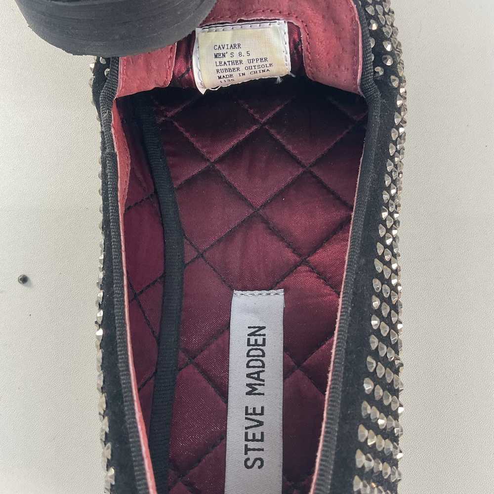 Steve Madden Black Silver Studded Leather Loafers… - image 5