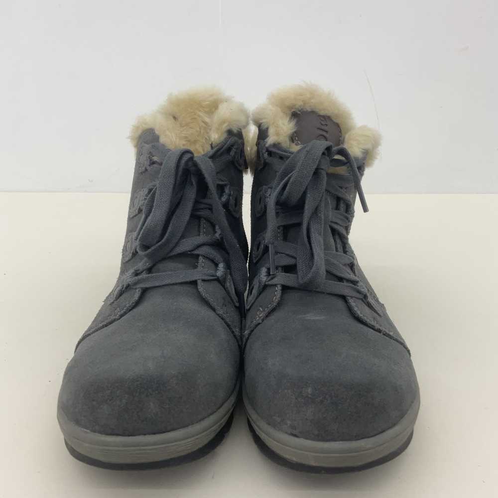 Earth Gray Leather Combat Boots Size 8 Preowned W… - image 2