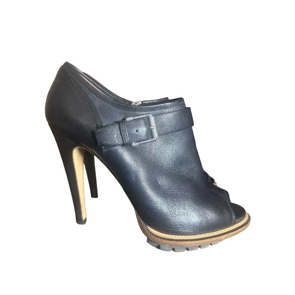 Belstaff Peep Toe Heels Black Leather 39 1/2 8 1/… - image 1