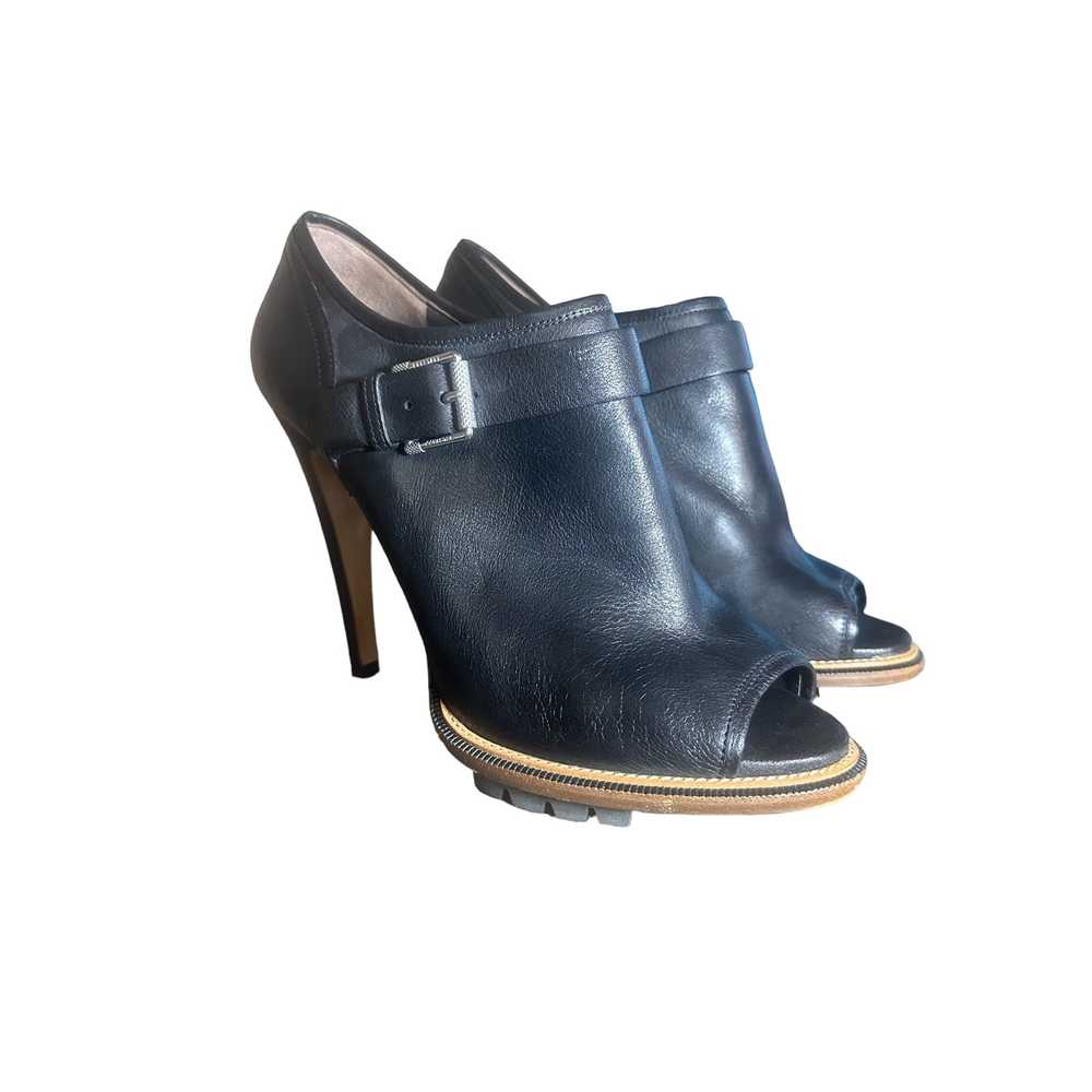 Belstaff Peep Toe Heels Black Leather 39 1/2 8 1/… - image 2