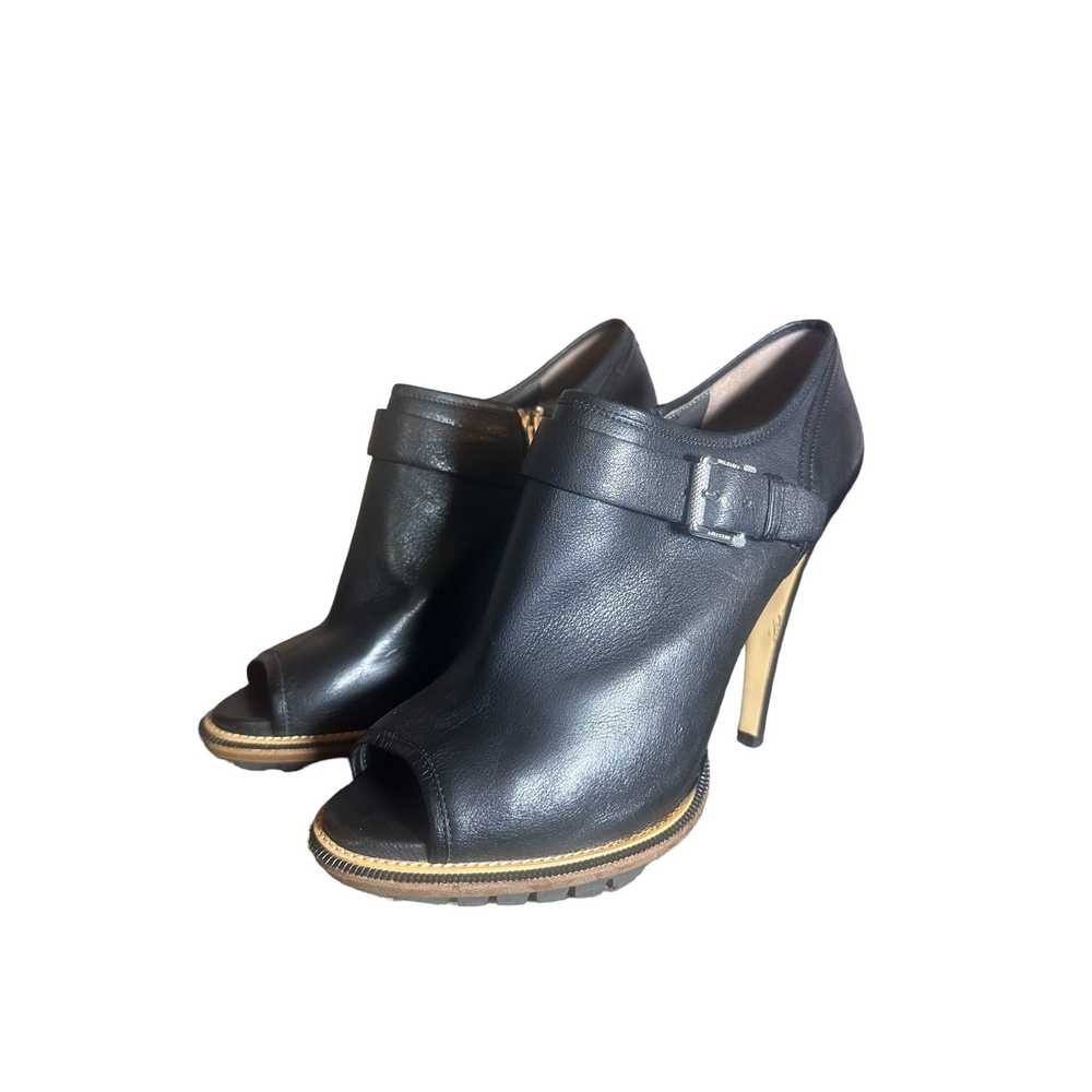 Belstaff Peep Toe Heels Black Leather 39 1/2 8 1/… - image 5