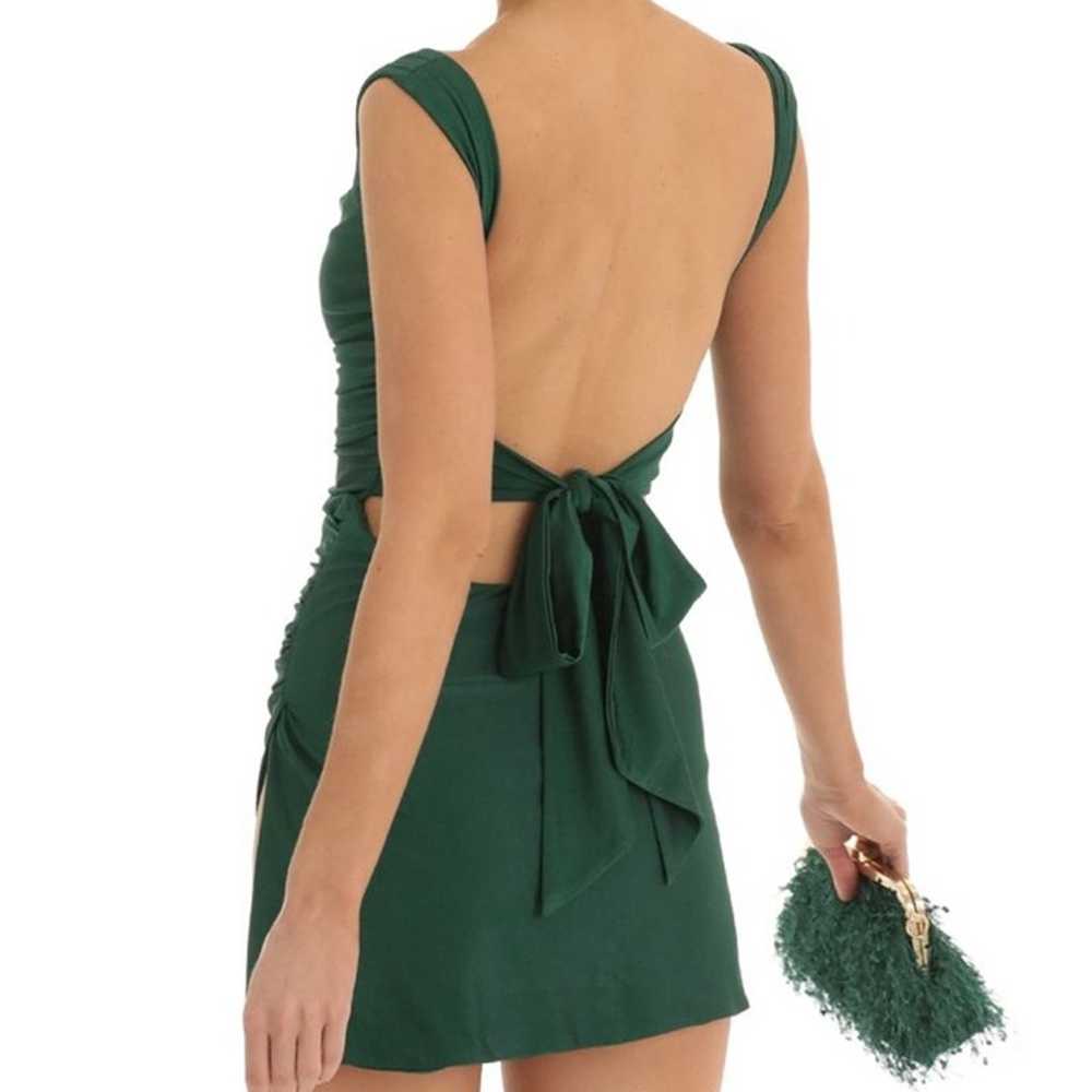 Lucy in the Sky Medina Ruched Green Mini Dress Sl… - image 5
