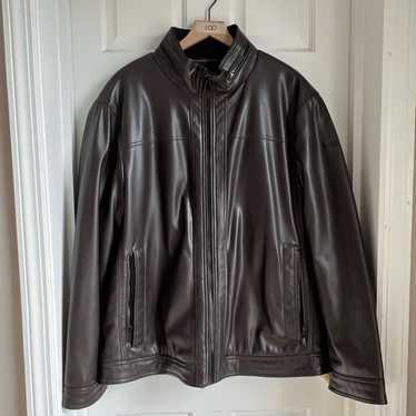 DKNY Men's Faux Leather Jacket in Dark Brown - XL… - image 1
