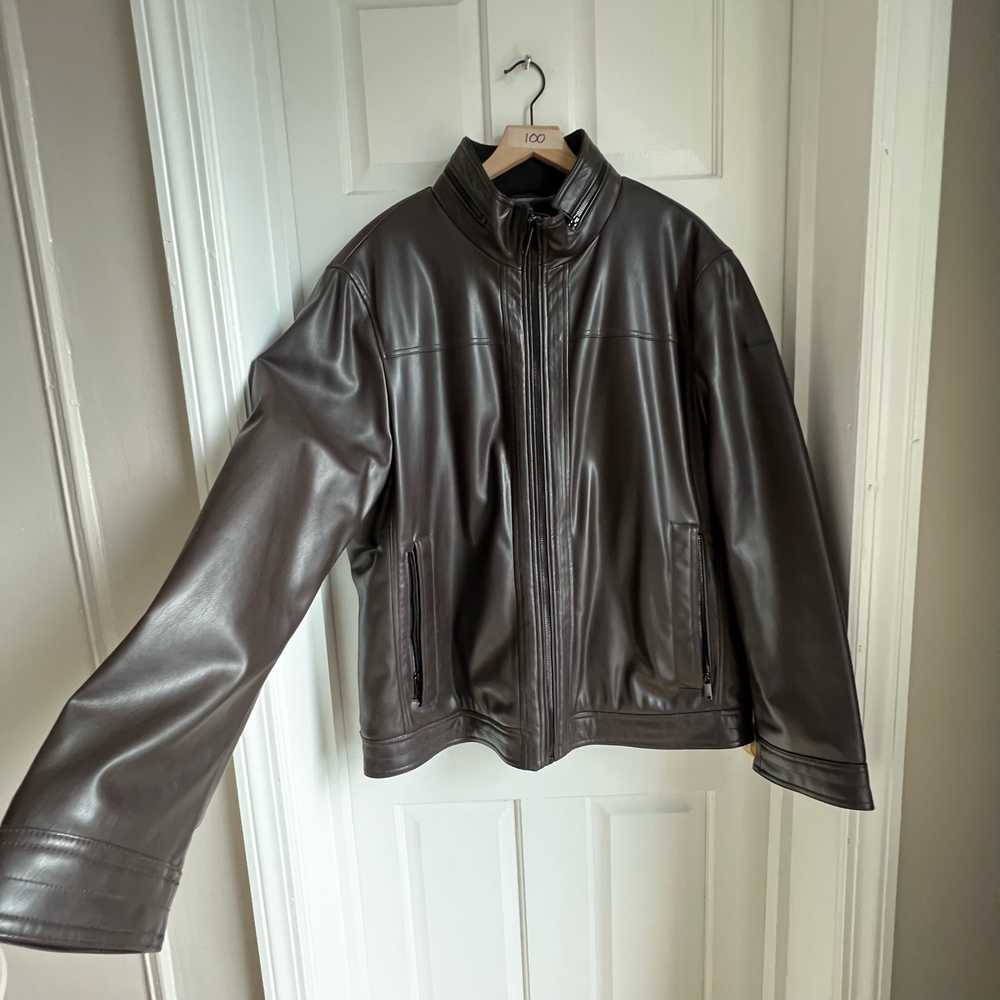 DKNY Men's Faux Leather Jacket in Dark Brown - XL… - image 2