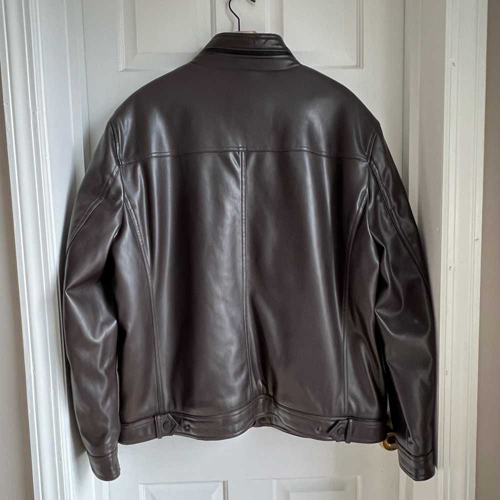 DKNY Men's Faux Leather Jacket in Dark Brown - XL… - image 3