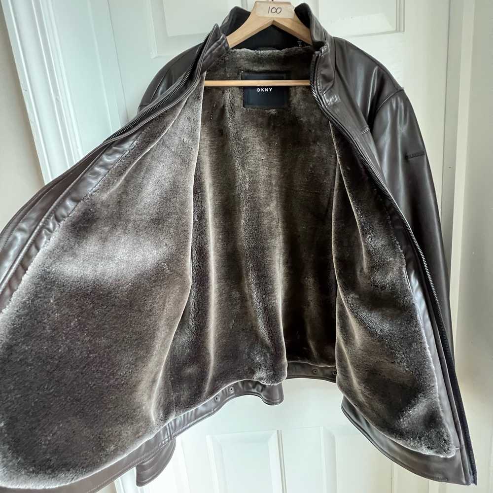 DKNY Men's Faux Leather Jacket in Dark Brown - XL… - image 4