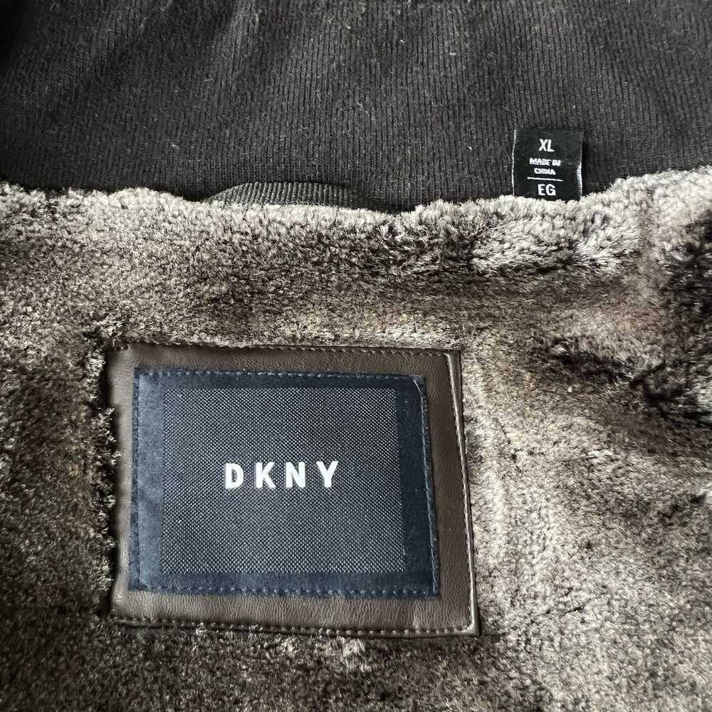 DKNY Men's Faux Leather Jacket in Dark Brown - XL… - image 5