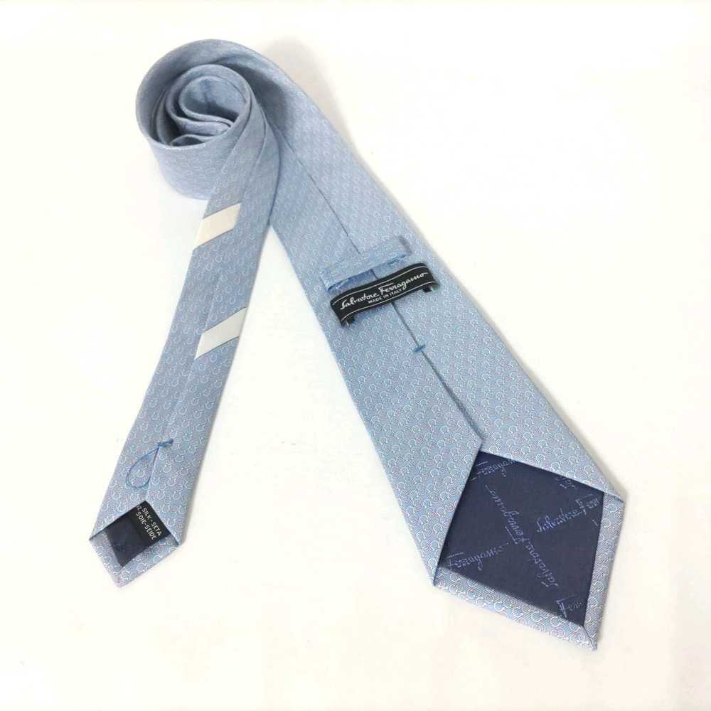 Used  Salvatore Ferragamo Tie Gancini Blue  Pink … - image 2