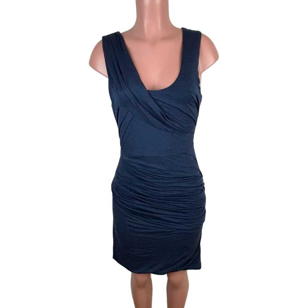 Anthropologie Deletta Navy Blue Ruched Knit Dress… - image 1