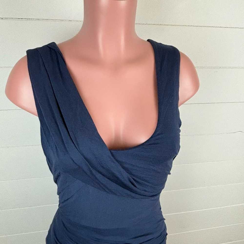 Anthropologie Deletta Navy Blue Ruched Knit Dress… - image 2