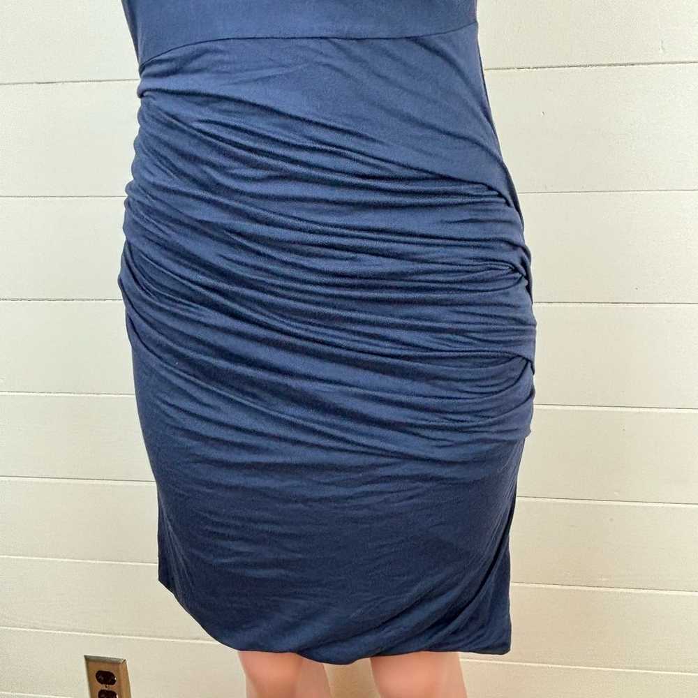 Anthropologie Deletta Navy Blue Ruched Knit Dress… - image 3