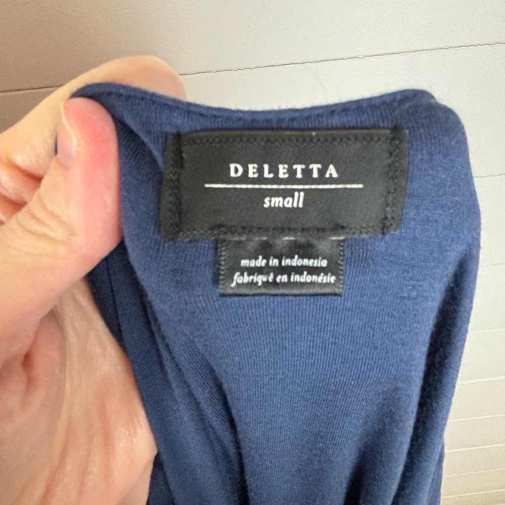 Anthropologie Deletta Navy Blue Ruched Knit Dress… - image 6