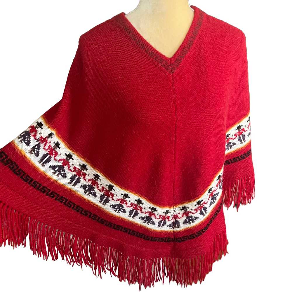 Bolivia Vintage Poncho Shawl 100% Alpaca Wool - image 10