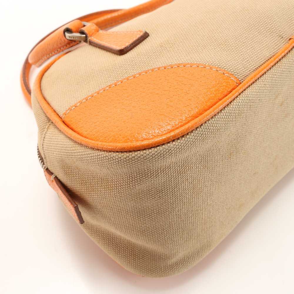 Beauty Prada Mini Handbag Orange Triangle Logo Le… - image 10