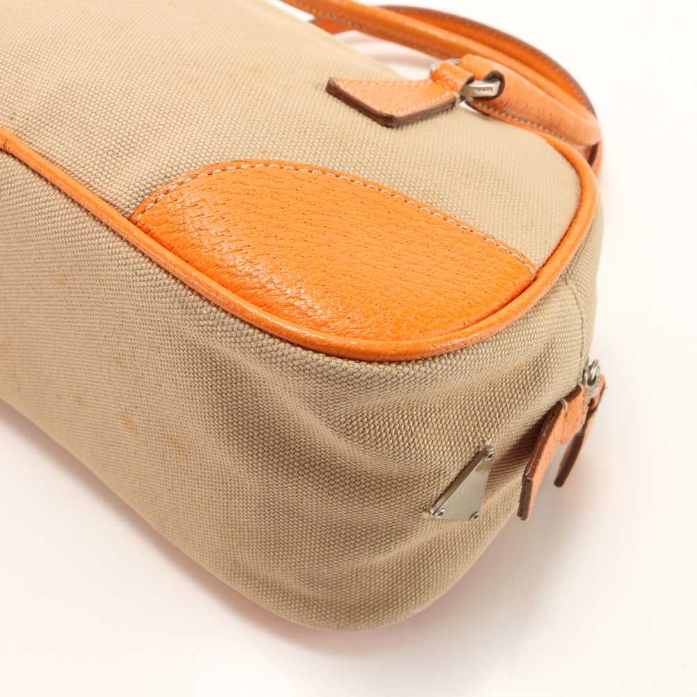 Beauty Prada Mini Handbag Orange Triangle Logo Le… - image 11