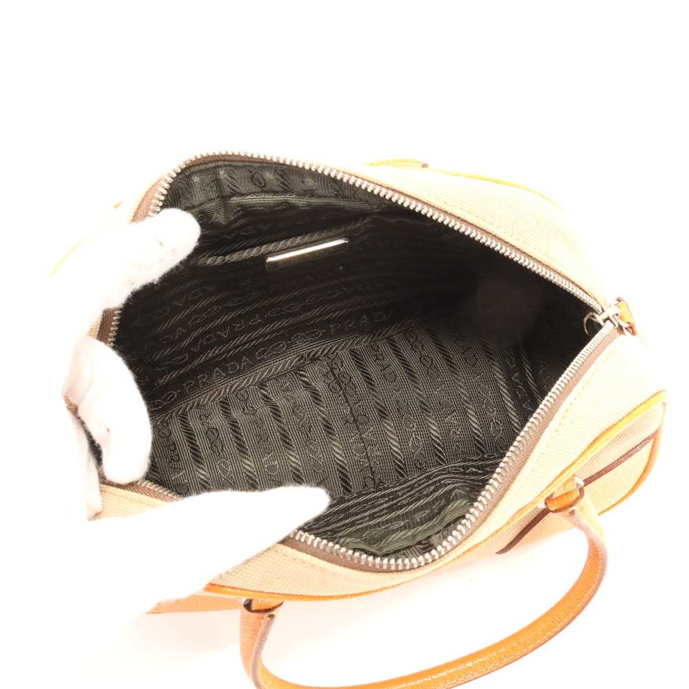Beauty Prada Mini Handbag Orange Triangle Logo Le… - image 12