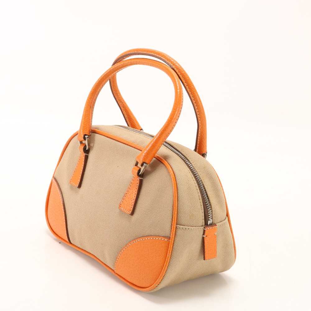 Beauty Prada Mini Handbag Orange Triangle Logo Le… - image 3