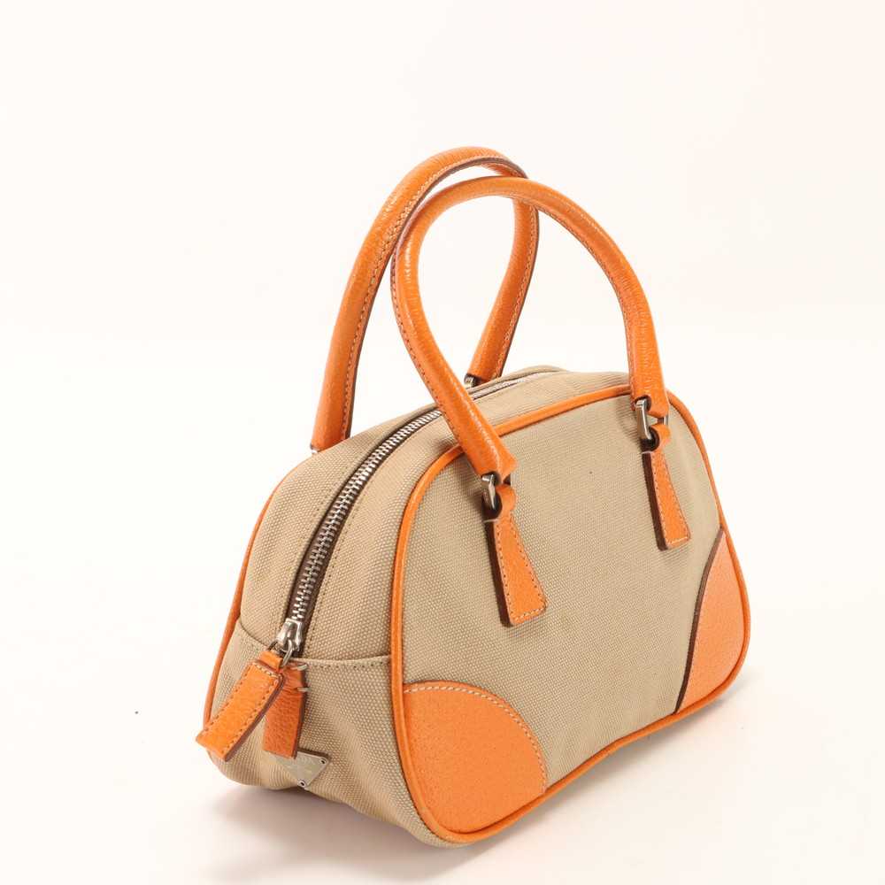 Beauty Prada Mini Handbag Orange Triangle Logo Le… - image 4