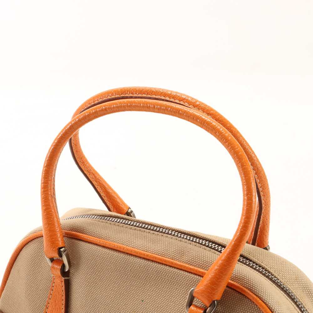 Beauty Prada Mini Handbag Orange Triangle Logo Le… - image 6