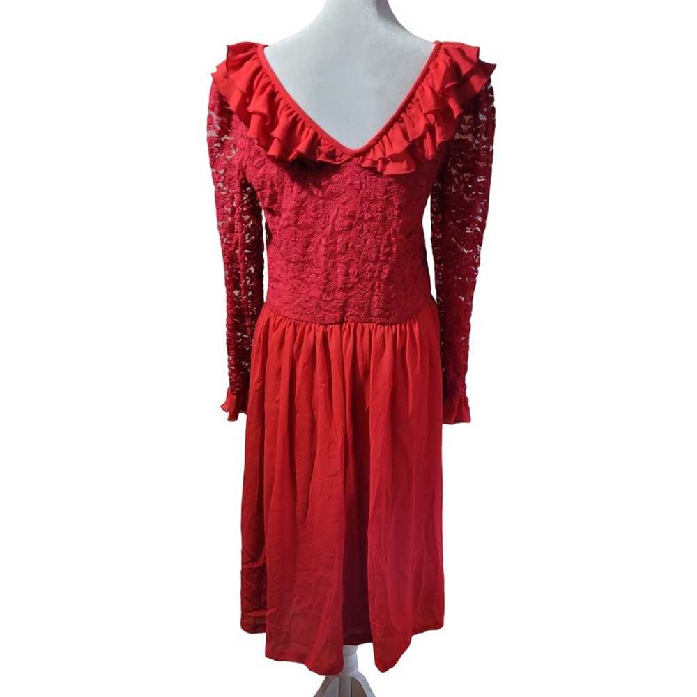 VINTAGE 1970's Coco of California red lace ruffle… - image 2