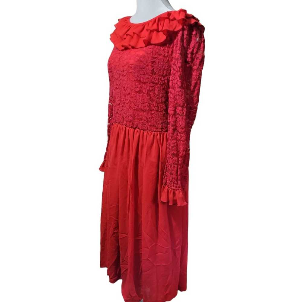 VINTAGE 1970's Coco of California red lace ruffle… - image 7