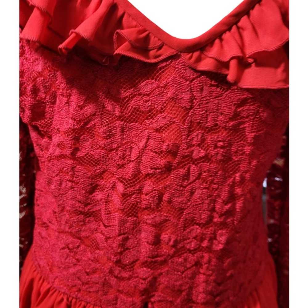 VINTAGE 1970's Coco of California red lace ruffle… - image 8