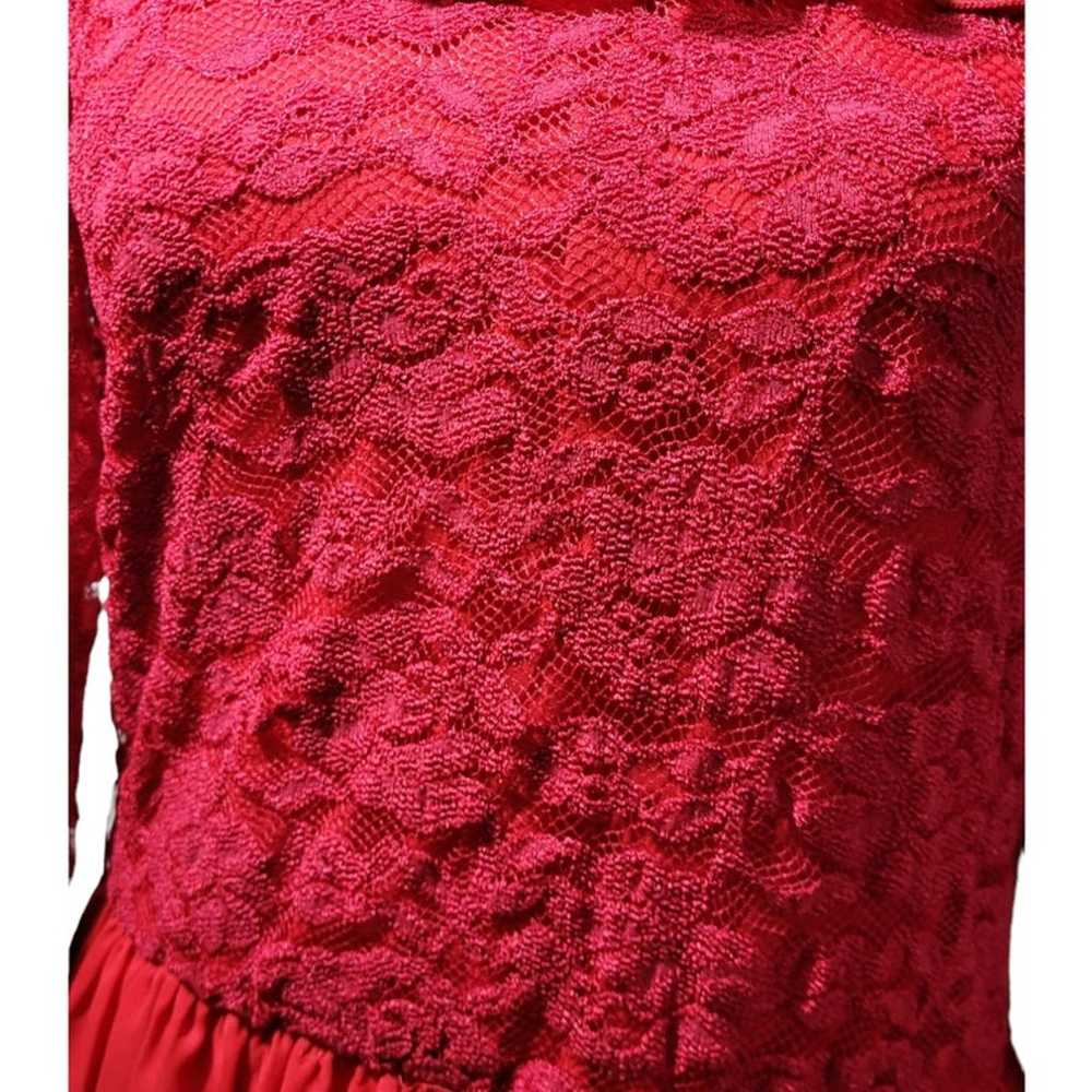 VINTAGE 1970's Coco of California red lace ruffle… - image 9