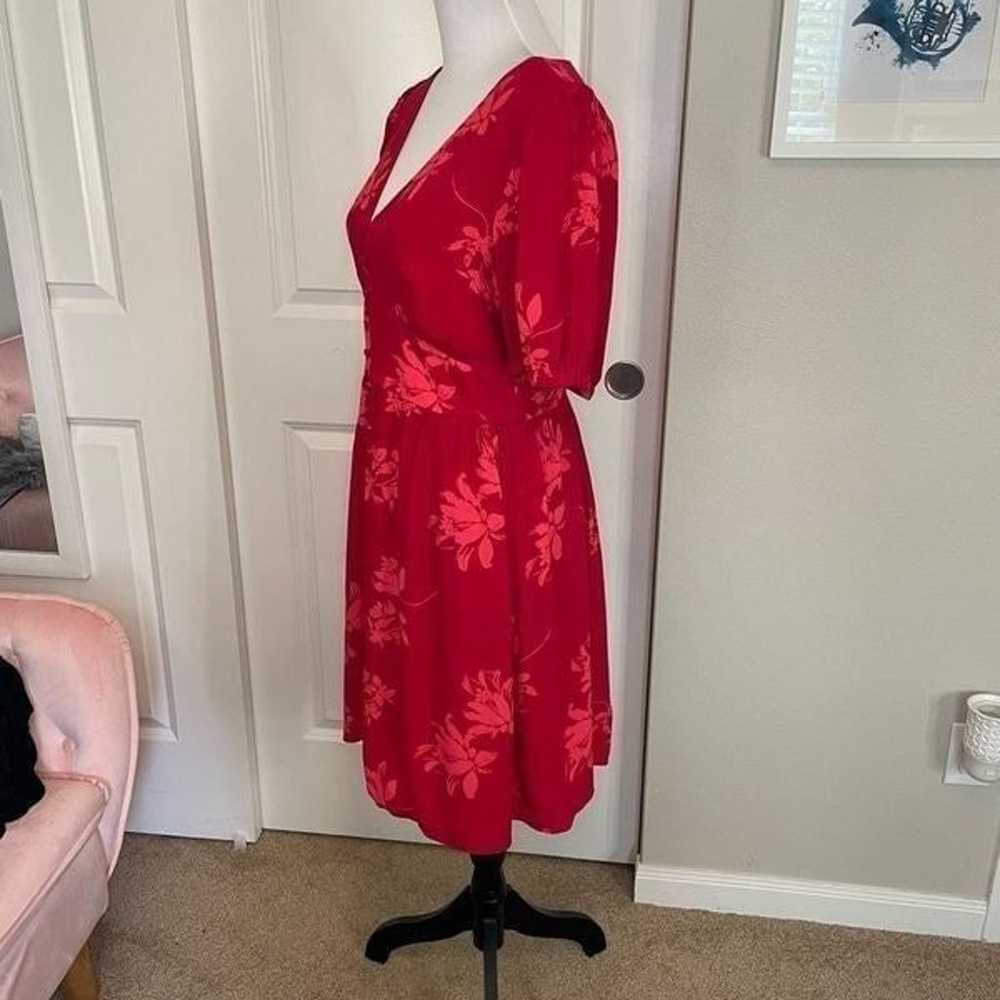 Chelsea28 Red Floral Button Front Dress size Medi… - image 3