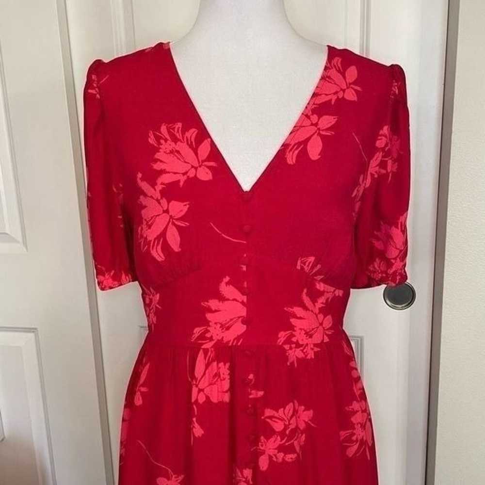 Chelsea28 Red Floral Button Front Dress size Medi… - image 4