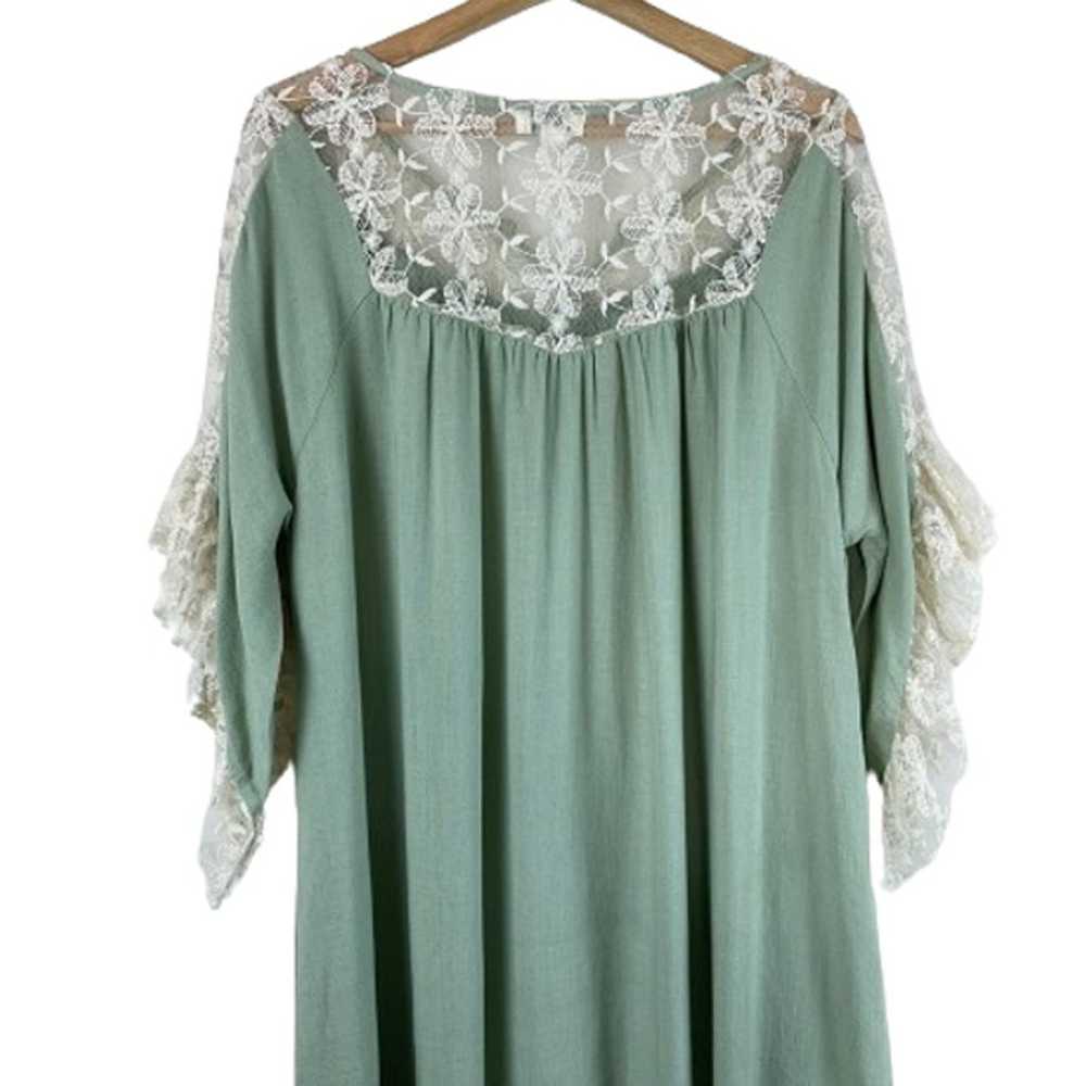 UMGEE Ruffle Lace Dress Mint Green Size M - image 6