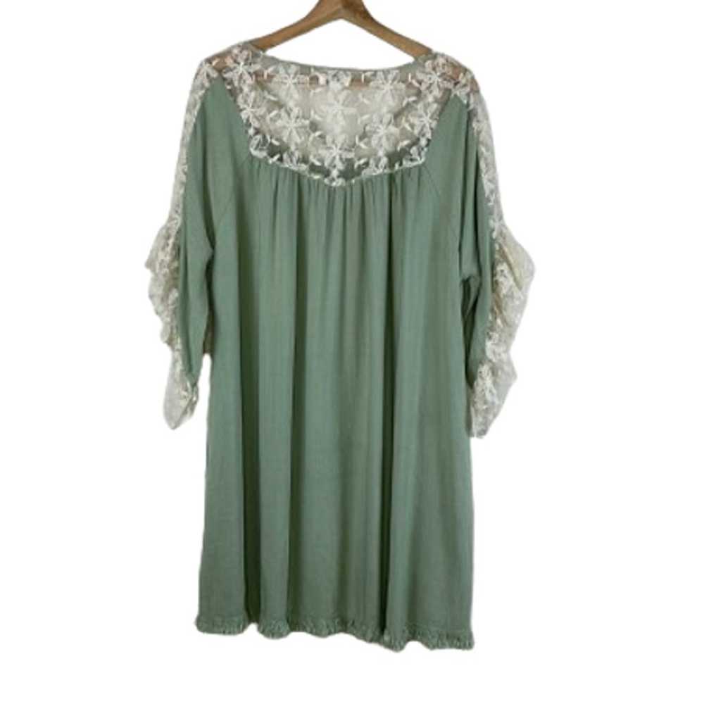 UMGEE Ruffle Lace Dress Mint Green Size M - image 7