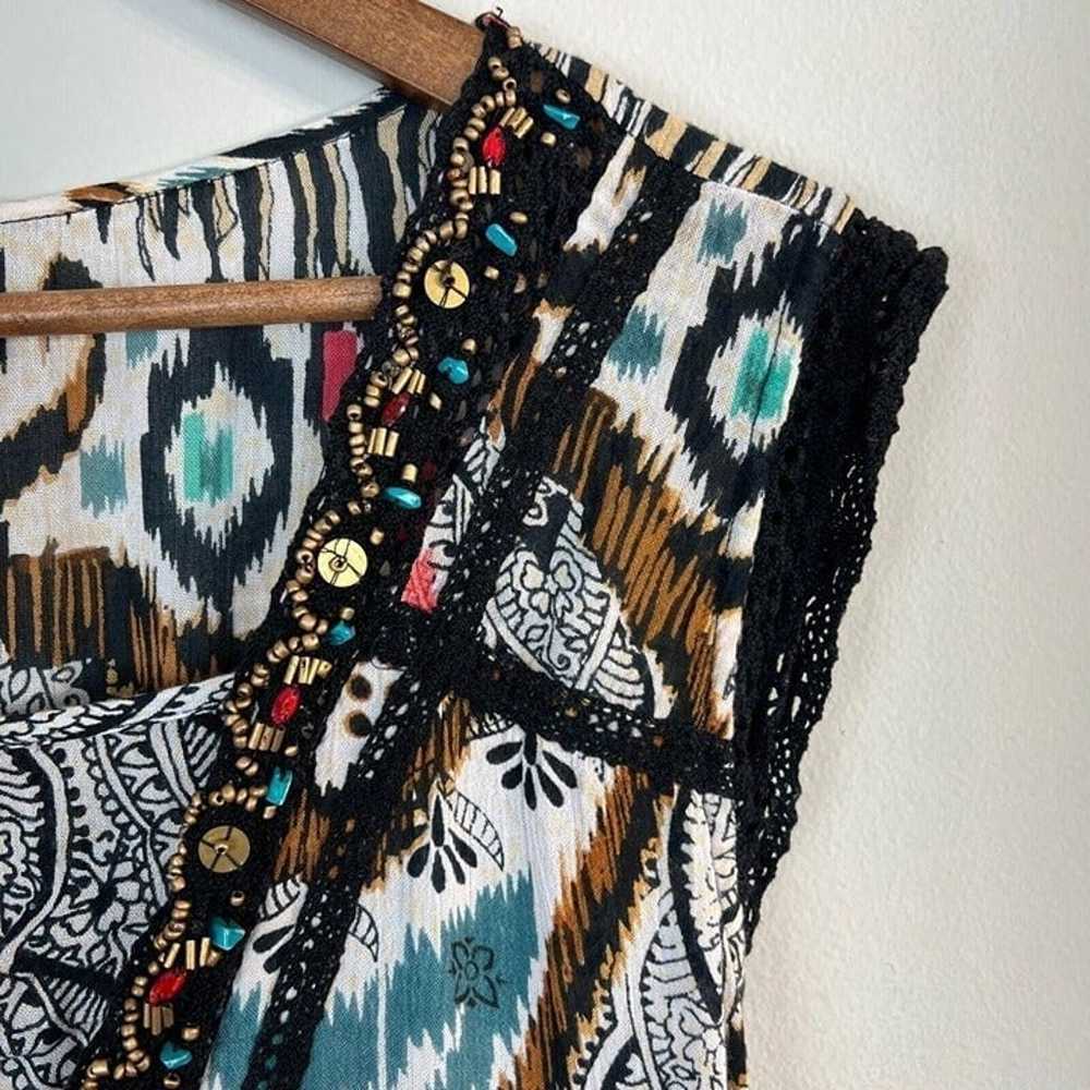 Bila Dress Large Crochet Beaded Knee Length Sleev… - image 5