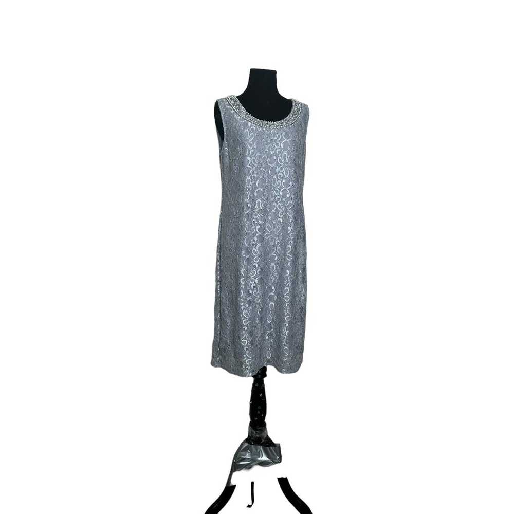 R&M Richard’s gray silver lined lace embellished … - image 12