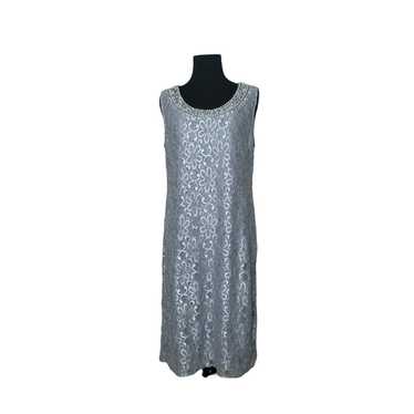 R&M Richard’s gray silver lined lace embellished … - image 1