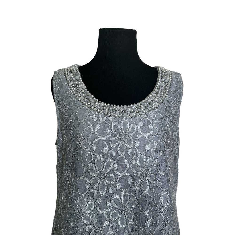 R&M Richard’s gray silver lined lace embellished … - image 7