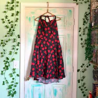 Topdress Black Retro Cherry Rockabilly Dress - image 1