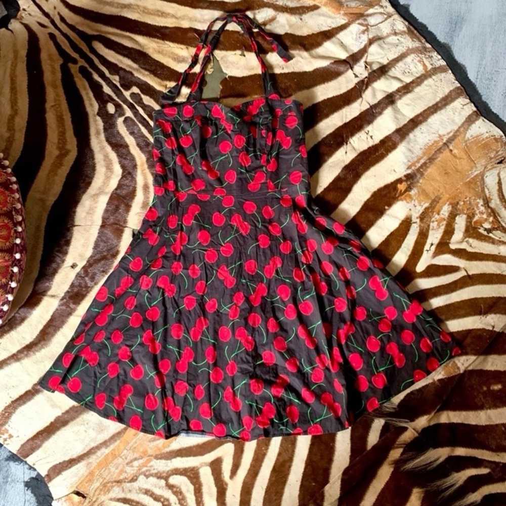 Topdress Black Retro Cherry Rockabilly Dress - image 2
