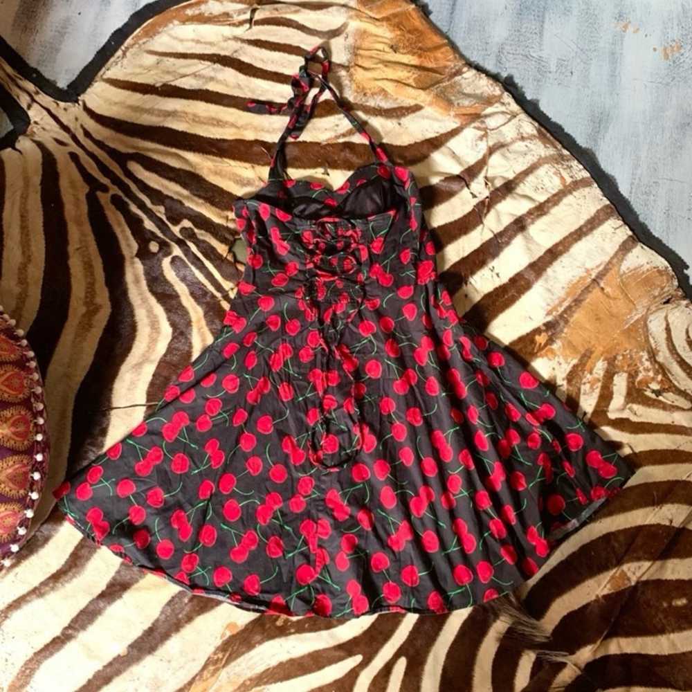 Topdress Black Retro Cherry Rockabilly Dress - image 3