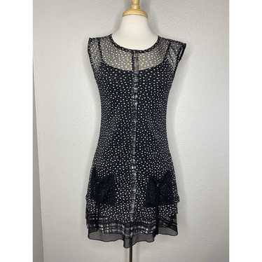 DOLCEZZA Black Polka Dot Layered Tunic Slip Dress… - image 1