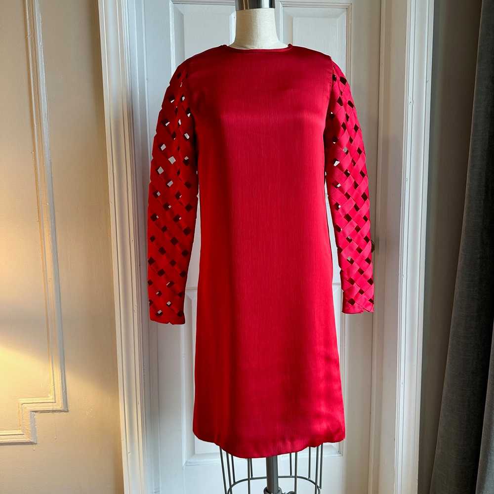 Vintage RUSSELL TRUSSO COUTURE Red Silk Mini Dres… - image 1