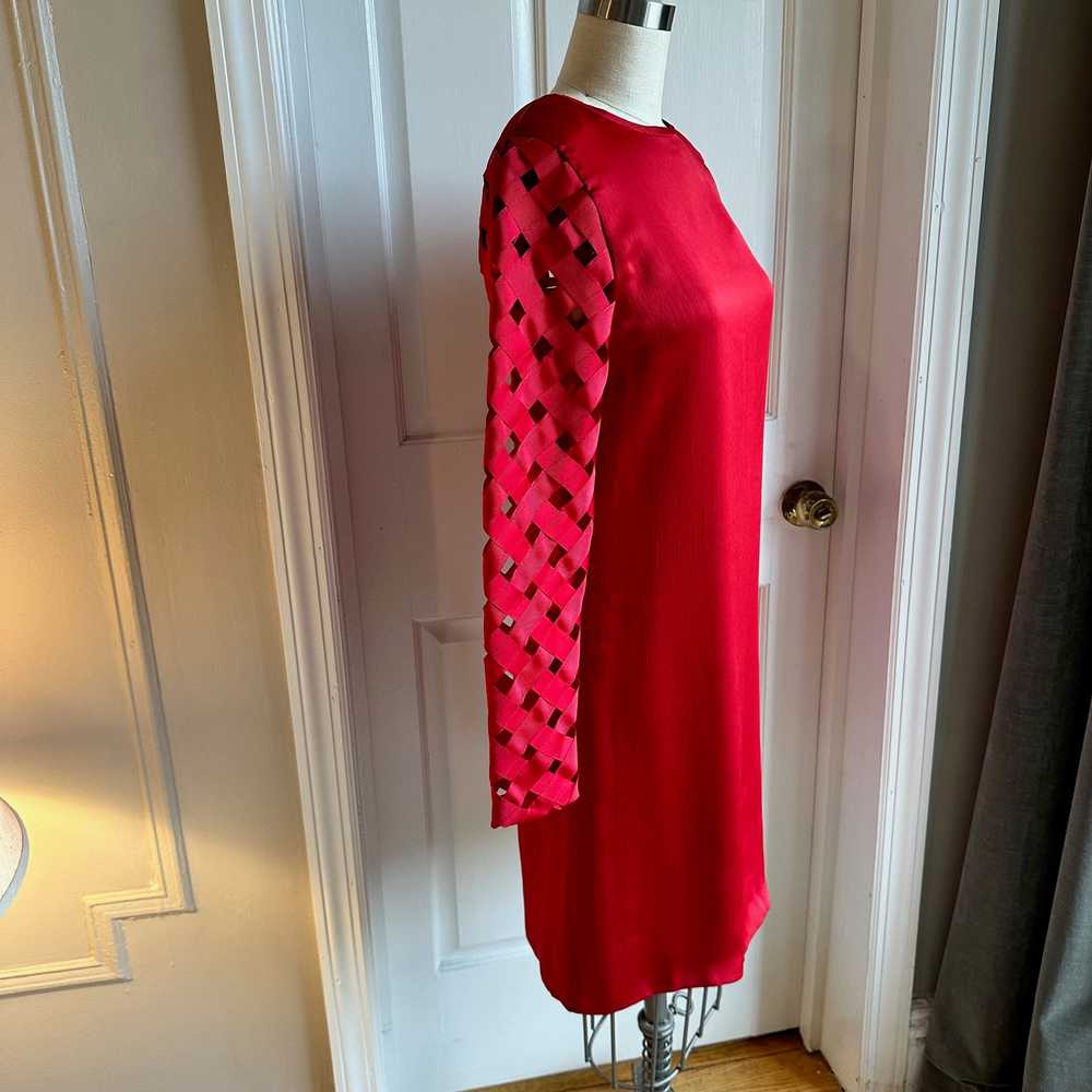 Vintage RUSSELL TRUSSO COUTURE Red Silk Mini Dres… - image 2