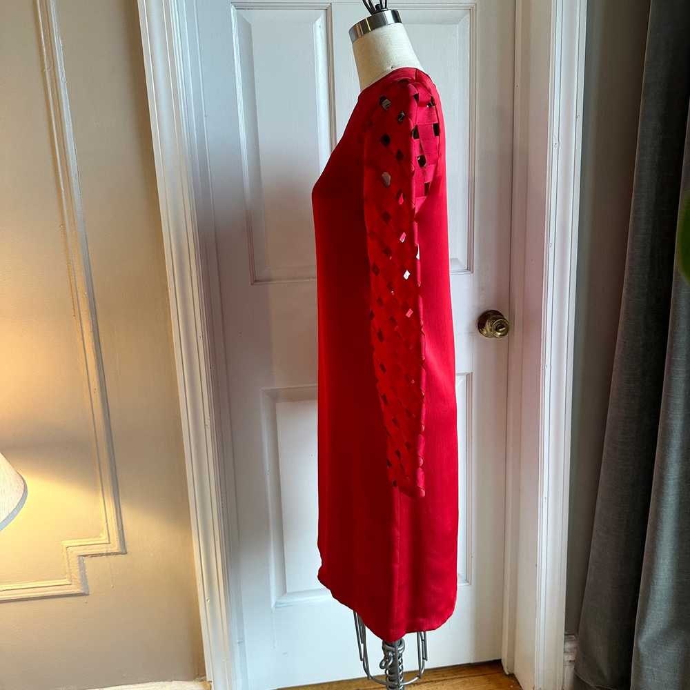 Vintage RUSSELL TRUSSO COUTURE Red Silk Mini Dres… - image 4